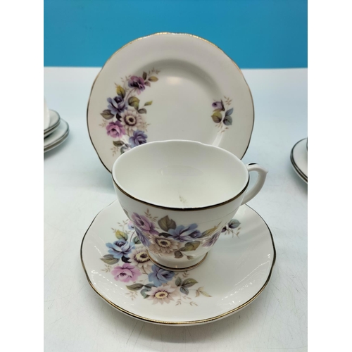 205A - English Bone China 18 Piece Part Tea Set with Floral Pattern.