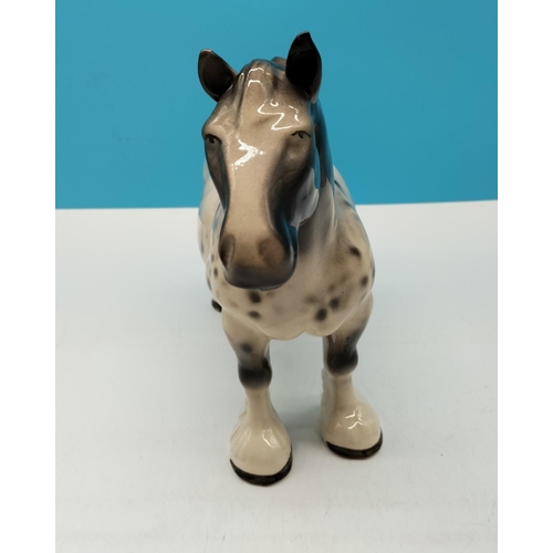 228 - Large Figure of a Dapple Grey Shire Horse. 27cm High, 34cm Long.