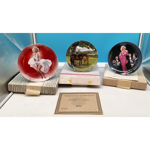 419 - Box to include Clear Vases (61cm h), Marilyn Monroe Collectors Plates, Jenny Blincow Ltd Ed Pig Prin... 