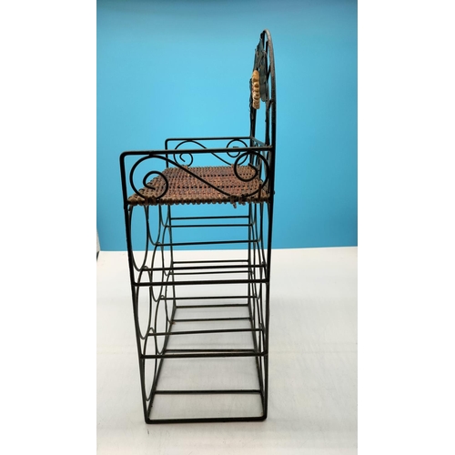 476 - Metal and Wicker Bottle/Wine Rack. 54cm High, 33cm x 18cm.