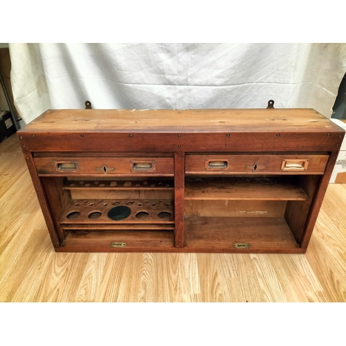 480 - Vintage Wooden Medical Wall Unit with Tambour/Roller Doors and Brass Handles. 47cm High 92cm x 22cm.... 