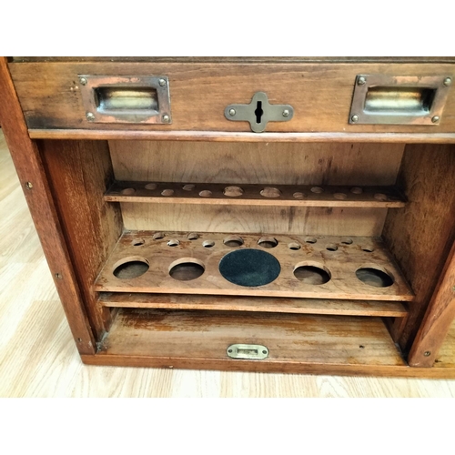 480 - Vintage Wooden Medical Wall Unit with Tambour/Roller Doors and Brass Handles. 47cm High 92cm x 22cm.... 