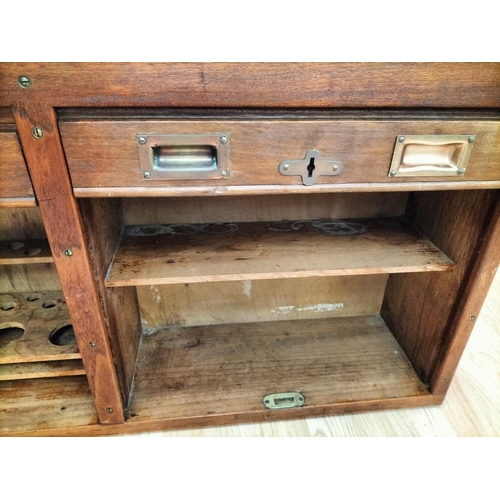 480 - Vintage Wooden Medical Wall Unit with Tambour/Roller Doors and Brass Handles. 47cm High 92cm x 22cm.... 