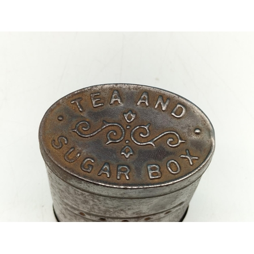 538 - WWI 7.5cm 'Tea and Sugar' Box plus 'Hemispherical Cup for Burning the King Alfred Night Light'.