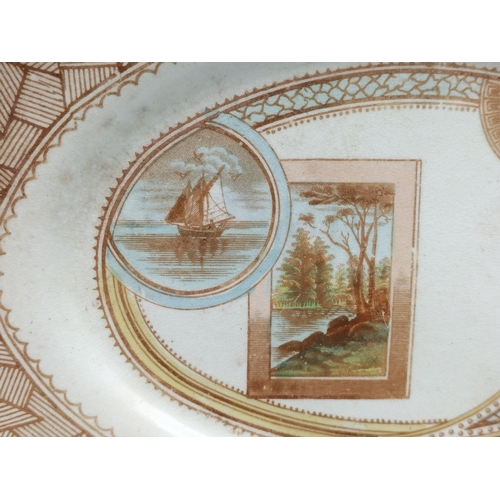 539 - Victorian Oval Dish (23cm x 16cm) plus Hand Painted Plaque of Penrice Castle (31cm x 24cm).