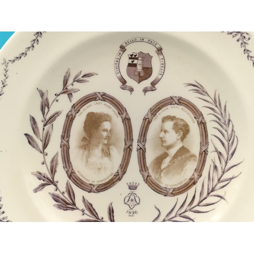 546 - Commemorative 26.5cm Plates (2) - Victorian Jubilee Year 1887 plus Mayor and Mayoress of Worcester 1... 