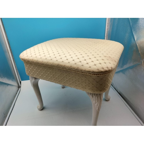 552 - Bedroom Stool with Cream Fabric Seat. 43cm High, 50cm x 42cm. Collection Only.