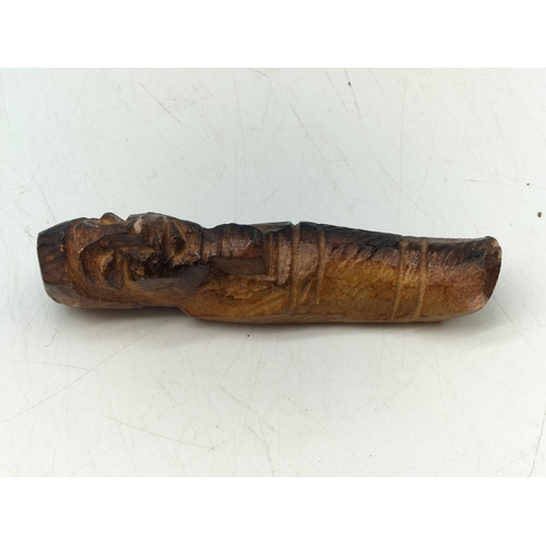 561 - Souvenir Egyptian Mummy in Sarcophagus. 17cm x 5cm x 7cm. Chips to Rims.