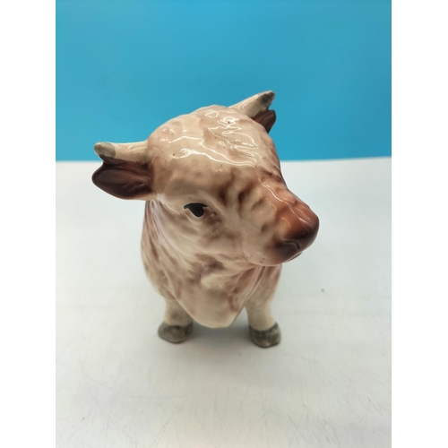 567 - Ceramic Butchers Style Bull Money Box. 31cm x 19cm. Requires Stopper.