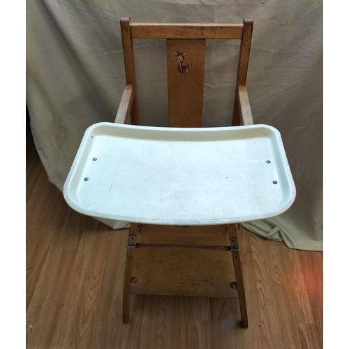 593 - Vintage Metamorphic High Chair to Seated Walker. Size as High Chair 92cm High, 40cm x 52cm. Collecti... 