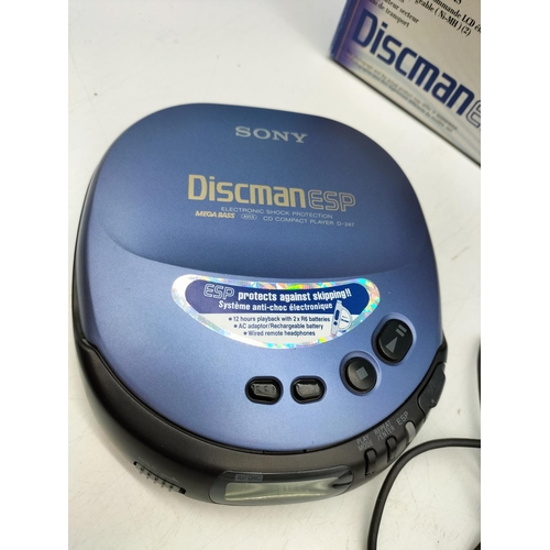 75A - Sony Discman ESP2 (Model D-E445) Blue Compact CD Player in Original Box.