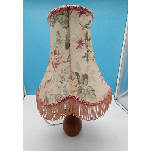 813 - Mid Century Wooden Lamp Base with Shade. Overall Height 42cm.