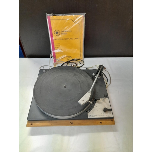 1200 - Goldring Lenco GL69 Turntable With Instruction Leaflet and Mounting Template  ( Untested)