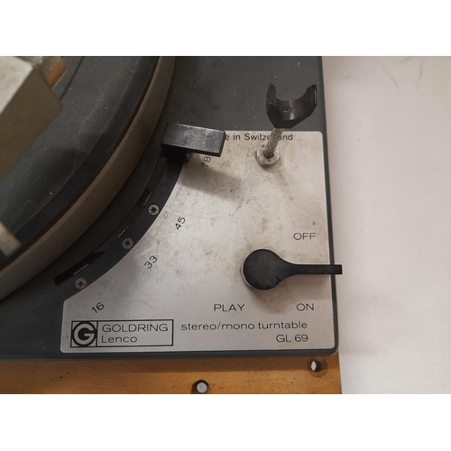 1200 - Goldring Lenco GL69 Turntable With Instruction Leaflet and Mounting Template  ( Untested)