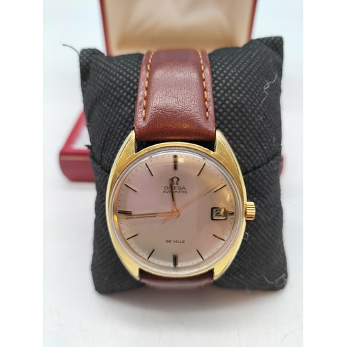 16 - Gent's Omega De Ville Automatic Wristwatch with Leather Strap W/O. In an Omega Box.