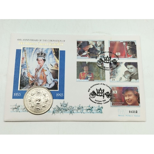 40A - 40th Anniversary of the Coronation of Queen Elizabeth II Uncirculated £5 Commemorative Coin and Stam... 