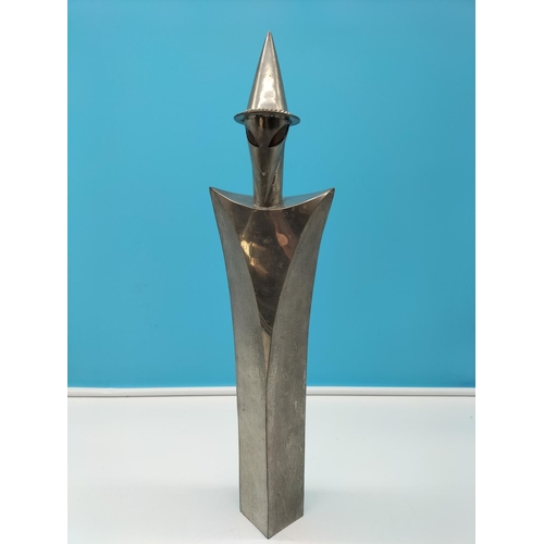 11 - Large 48cm (h) Modern Art Pewter Figure of a Wizard. Marked TNP to Base.