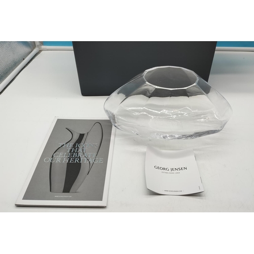 15 - Boxed Georg Jensen Facet Glass Vase.