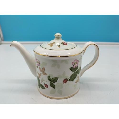 25 - Wedgwood Small 'Wild Strawberry' Teapot. 10cm high, 16cm spout to handle. Seconds Quality.