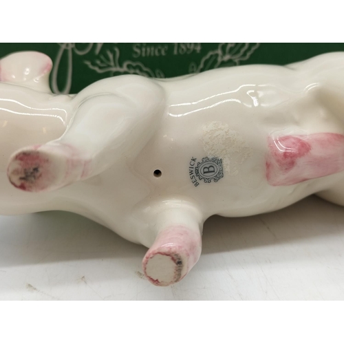 315 - Boxed Beswick Figure of a Boar 'Wall Champion Boy'. 10cm high, 19cm long.