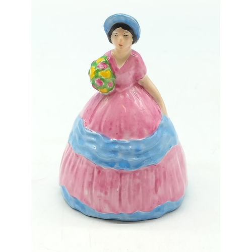 35 - Carlton Ware Hand Painted 10cm Crinoline Lady Napkin Ring Holder.