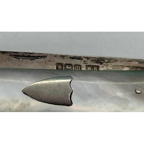 40 - Silver Hallmarked Blade and Mother of Pearl Handle Penknife plus One Other.