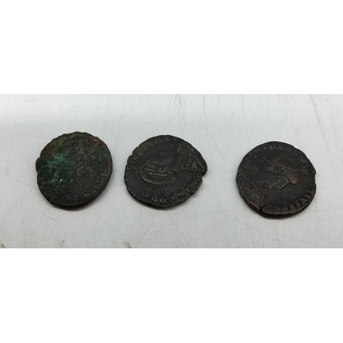 43 - Roman Coins (3) - 2 x Theodosius Bronze (possibly Centenionalis) plus One Other.