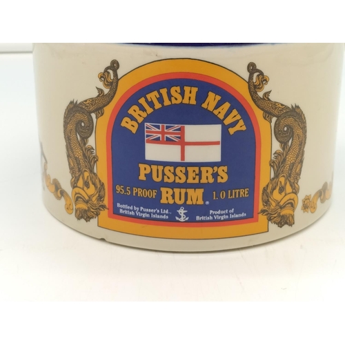 5 - Large 21cm (h) Wade British Navy Pusser's Rum Pottery Flagon. 16cm Diameter.