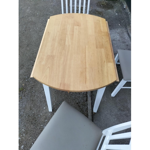 572 - Modern Drop Leaf Table plus 3 Chairs. Table Closed 76cm high, 90cm x 55cm. Opened 76cm high, 90cm x ... 