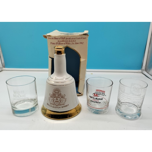 576 - Bells Whisky Decanter (Sealed but Missing Top) plus Whyte & Mackay Tumblers (2) and Famous Grouse Tu... 