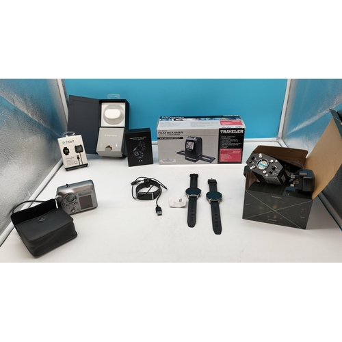 651 - Collection of Items to include Smart Watches (Untested), Film Camera, Scanner, Laser Disco Light (W/... 