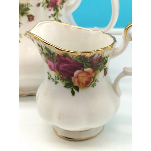 65A - Royal Albert 2.5 Pint Teapot plus Sugar Bowl and Milk Jug in the 'Old Country Roses' Pattern. 2nds Q... 