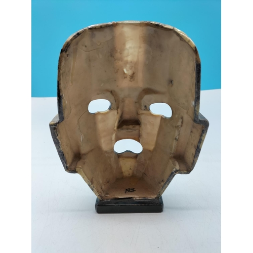 70 - Mayan Aztec Style Mexican Ceremonial Aberlone Mask. 23cm x 16cm.