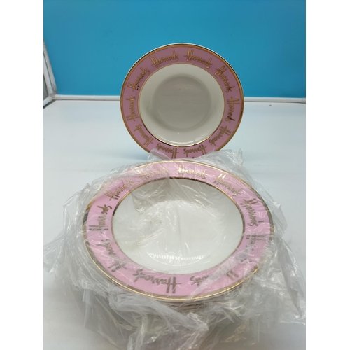 75A - New 'Harrods Knightsbridge' Gold and Pink Design China Dessert Bowls  (7).