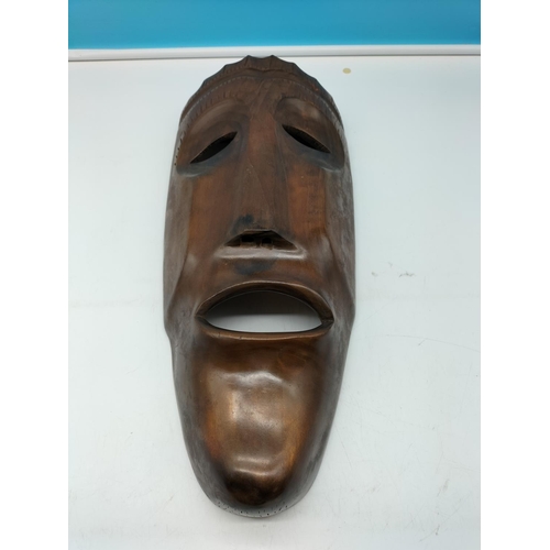 81 - Thuya Wood Hand Carved Face Mask. 47cm x 20cm.