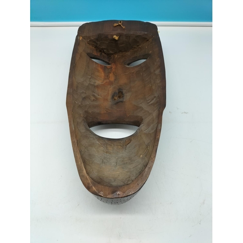 81 - Thuya Wood Hand Carved Face Mask. 47cm x 20cm.