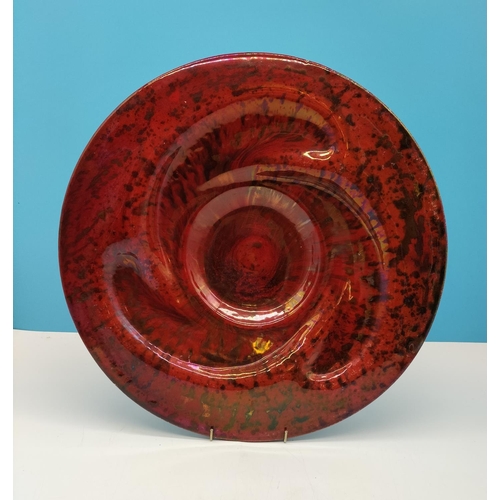 90 - Large 45cm Bernard Moore Style Flambe Charger with Speckled Glaze of Copper and Gold Tones. Possibly... 