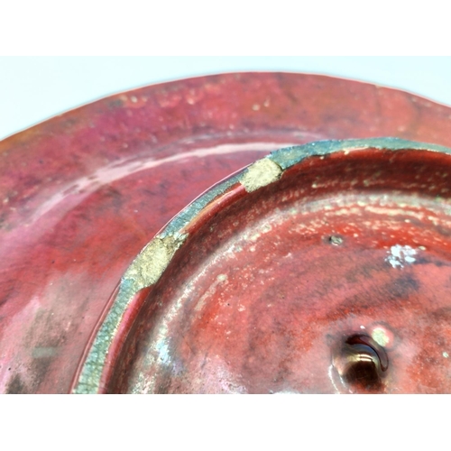 90 - Large 45cm Bernard Moore Style Flambe Charger with Speckled Glaze of Copper and Gold Tones. Possibly... 