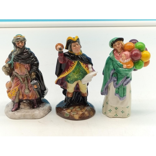 91 - Royal Doulton 11cm Figures (3) - 'Good King Wenceslas' HN3262, 'Town Crier' HN 3261 and Small 'Ballo... 