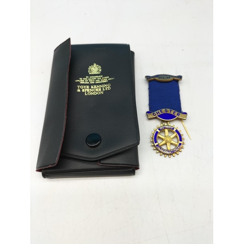 92 - Silver Hallmarked Past President 1973-74 Chester Rotary Medal.