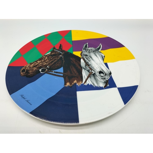 96 - Ralph Lauren for Wedgwood Limited Edition of 1000 31cm Plate, inspired by Jockey's Silks.