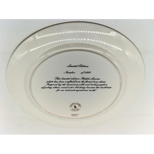 96 - Ralph Lauren for Wedgwood Limited Edition of 1000 31cm Plate, inspired by Jockey's Silks.