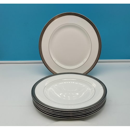 97 - Vera Wang for Wedgwood 28cm Dinner Plates (8) in the 'Tiara' Pattern.