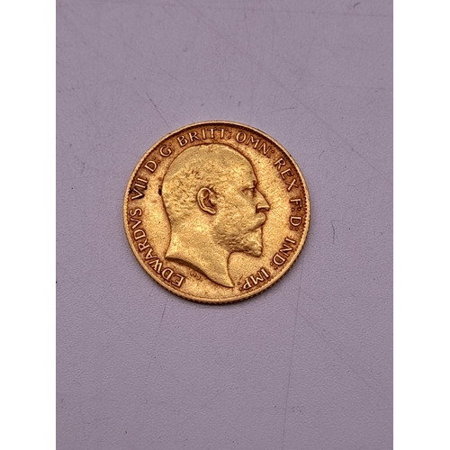 100A - 1910 Edwardian Gold Half Sovereign. 4 Grams.