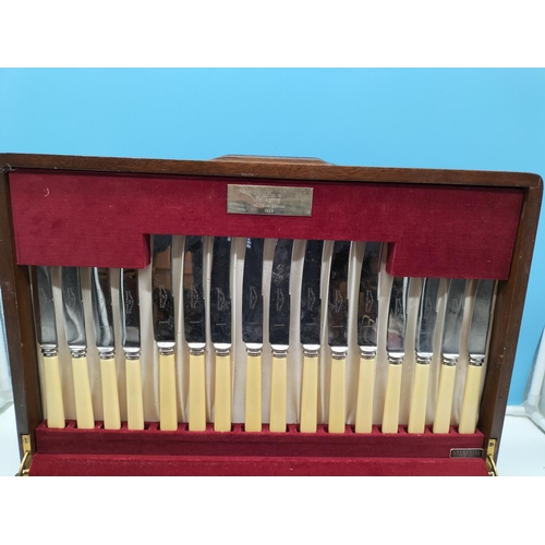 706 - 87 Piece Cutlery Set in Oak Case. 1968 ICI Presentation Plaque.