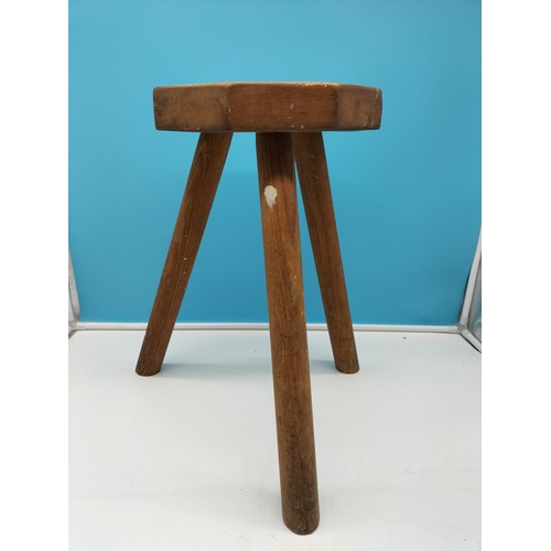 713 - Octagonal Tri Footed Wooden Stool. 44cm Tall. Collection Only.