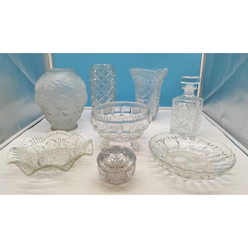 721 - Box of Assorted Glass to include Vases, Decanter, etc.