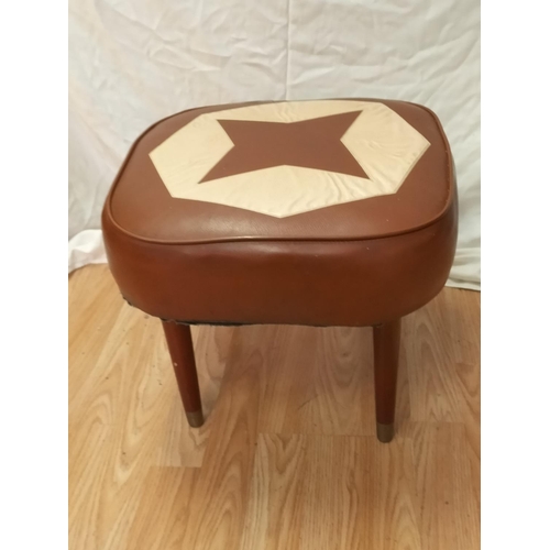 724 - Faux Leather Topped Padded Stool. 40cm x 40cm x 34cm.