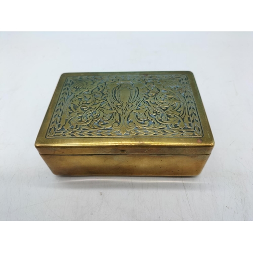 14 - Brass Art Nouveau Design 'State Express' Cigarette Box. 4cm High, 11cm x 8cm.