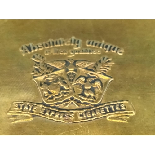 14 - Brass Art Nouveau Design 'State Express' Cigarette Box. 4cm High, 11cm x 8cm.